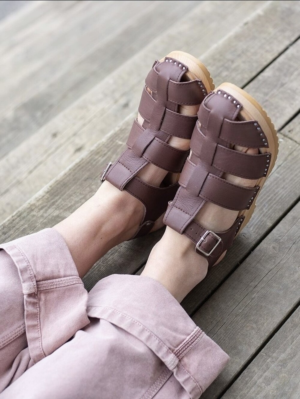 Troentrops Swedish Homer Fisherman Sandals In Tobacco Dark Brown Size 40